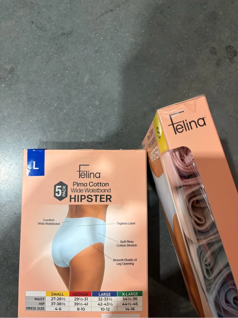 Felina Pima Cotton Hipster - Beige/blue/pink  (5 Pack) new sealed